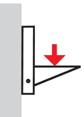 Console fixée avec goupille sur échelle à console, fixée directement sur paroi